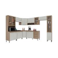 Cozinha Modulada Completa Fidelitá Paris 9 Peças 515cm 20 Portas 3 Gavetas Com Tampo Nogal/salinas - 7