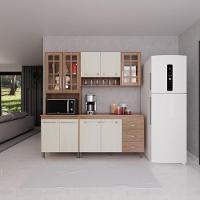 Cozinha Modulada Compacta Fidelitá Paris 3 Peças 190cm 9 Portas 3 Gavetas Com Tampo Nogal/salinas - 1