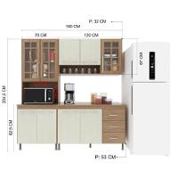 Cozinha Modulada Compacta Fidelitá Paris 3 Peças 190cm 9 Portas 3 Gavetas Com Tampo Nogal/salinas - 8
