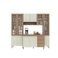 Cozinha Modulada Compacta Fidelitá Paris 4 Peças 225cm 11 Portas 3 Gavetas Com Tampo Nogal/salinas - 8
