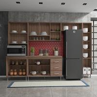 Cozinha Modulada Completa Fidelitá Paris 5 Peças 295 Cm 13 Portas 3 Gavetas Com Tampo Nogal/salinas - 3