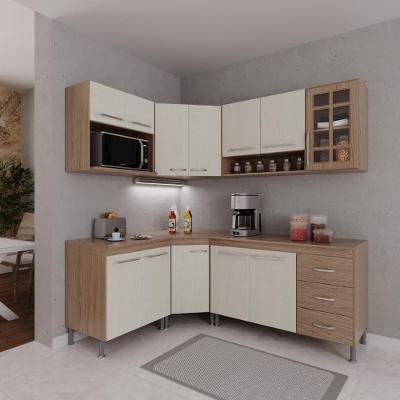 Cozinha Modulada Completa Fidelitá Paris 6 Peças 340cm 12 Portas 3 Gavetas Com Tampo Nogal/salinas