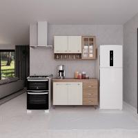 Cozinha Modulada Compacta Fidelitá Paris 2 Peças 120cm 5 Portas 3 Gavetas Com Tampo Nogal/salinas - 1