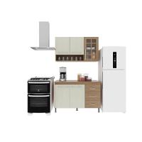 Cozinha Modulada Compacta Fidelitá Paris 2 Peças 120cm 5 Portas 3 Gavetas Com Tampo Nogal/salinas - 17