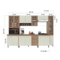 Cozinha Modulada Completa Fidelitá Paris 6 Peças 295cm 15 Portas 3 Gavetas Com Tampo Nogal/salinas - 6