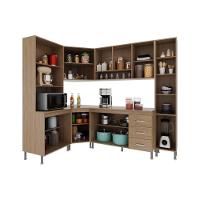 Cozinha Modulada Completa Fidelitá Paris 6 Peças 375 Cm 14 Portas 3 Gavetas Com Tampo Nogal/salinas - 3