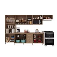 Cozinha Modulada Completa Fidelitá Paris 6 Peças 330cm 15 Portas 3 Gavetas Com Tampo Nogal/salinas - 3