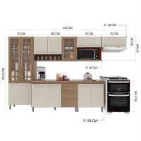 Cozinha Modulada Completa Fidelitá Paris 6 Peças 330cm 15 Portas 3 Gavetas Com Tampo Nogal/salinas - 8