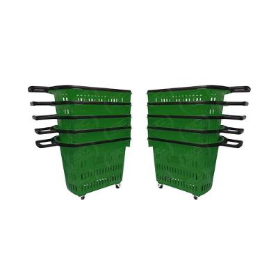 Kit - 10 Cestos Grande Com Rodízio D300 Cód. 3300 Verde - Della Plast