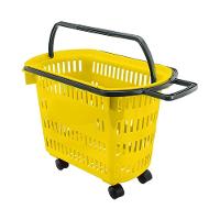 Cesto De Compras Para Supermercado Tamanho Grande Com Rodízio D300 - Della Plast Amarela - 1