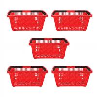 Kit - 5 Cestos Compras Plástica D100 Cód. 3000 Vermelho - Della Plast - 1