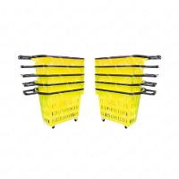 Kit - 10 Cestos Grande Com Rodízio D300 Cód. 3300 Amarelo - Della Plast - 13