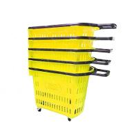 Kit - 5 Cestos Grande Com Rodízio D300 Cód. 3300 Amarelo - Della Plast - 1