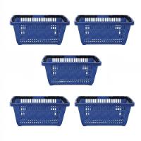 Kit - 5 Cestos Compras Plástica D100 Cód. 3000 Azul Padrão - Della Plast - 1