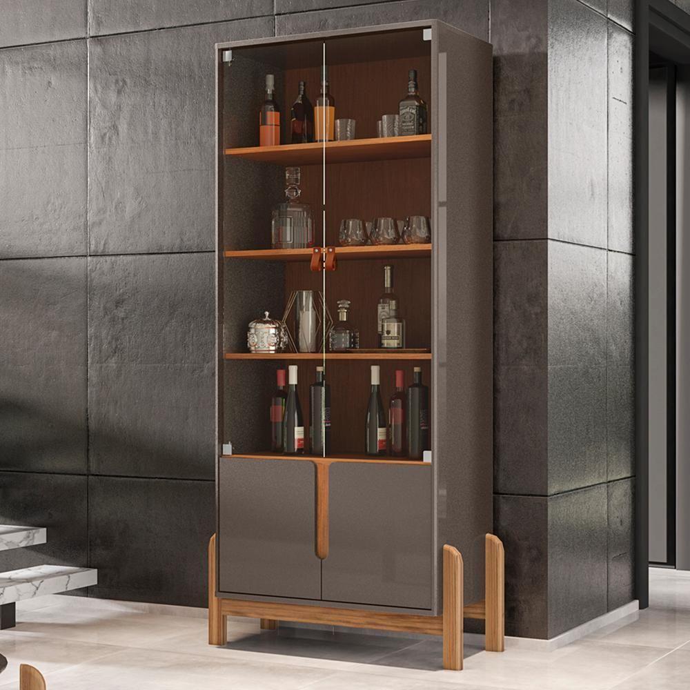 Buffet 190cm Adega 050520 E Cristaleira 4 Portas 50519 Cinza Perola Cedro Dcasa Cinza Perola Cedro - 8