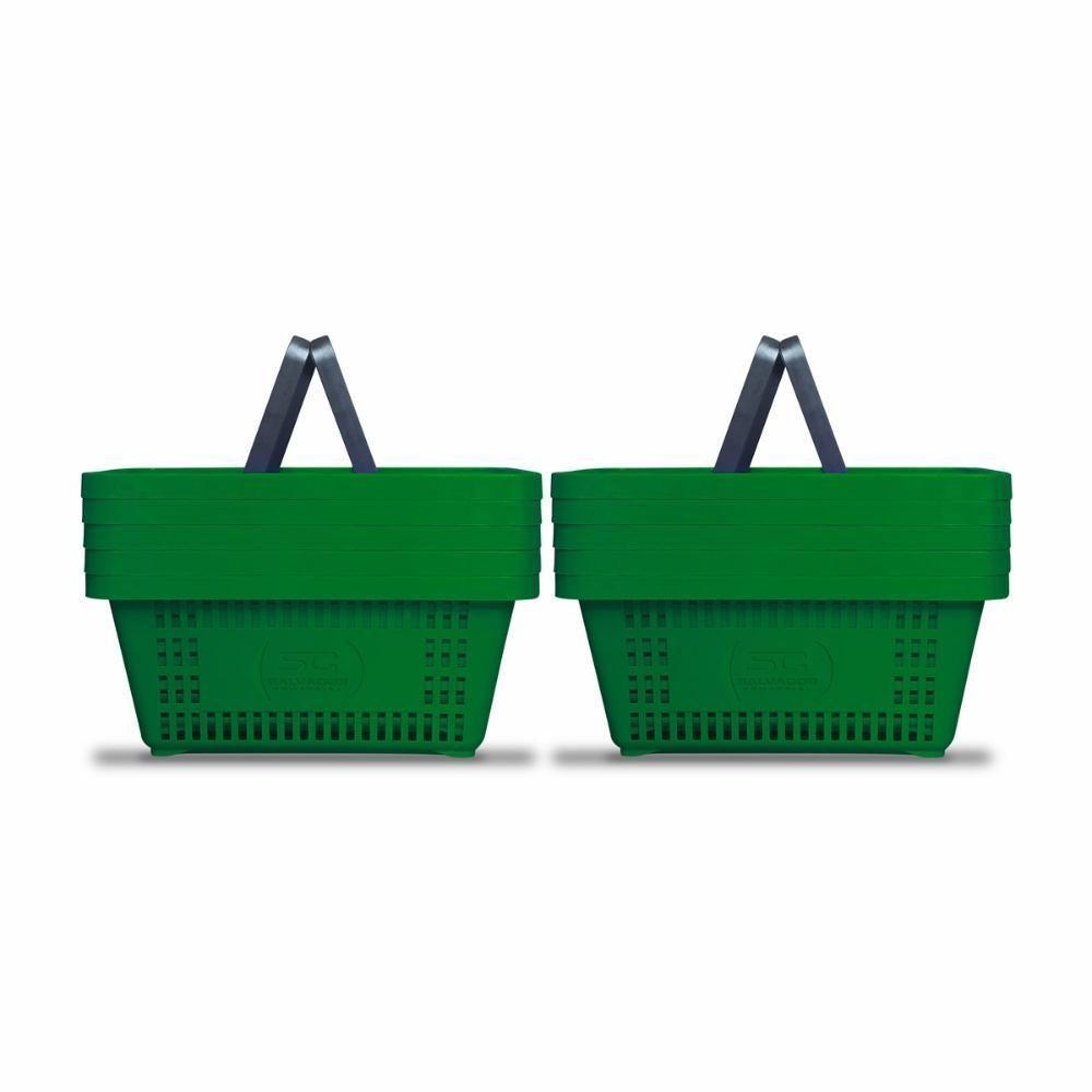 Kit - 10 Cestos Compras Plástica D100 Cód. 3000 Verde - Della Plast - 1