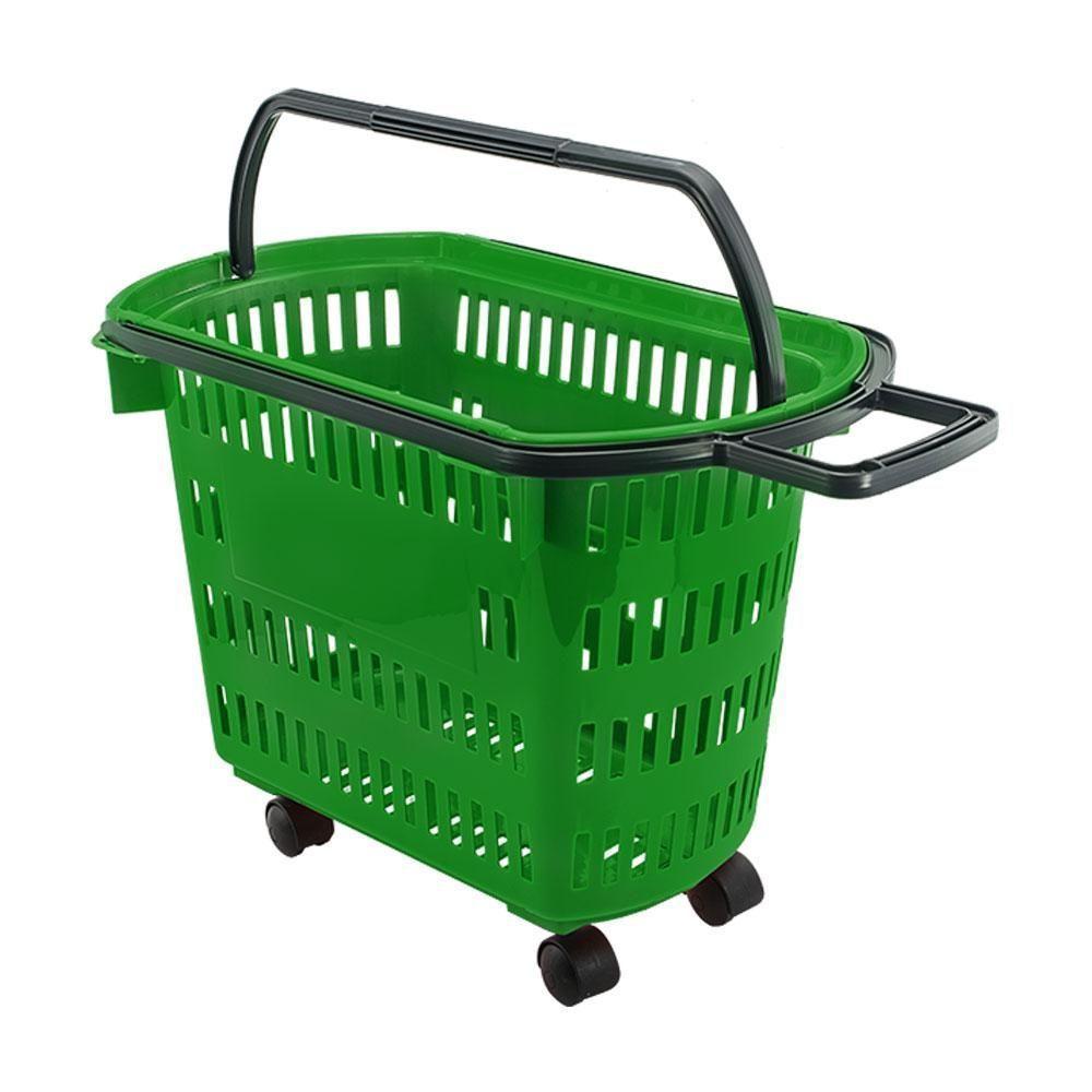 Cesto De Compras Para Supermercado Tamanho Grande Com Rodízio D300 - Della Plast Verde Padrão - 1