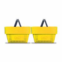 Kit - 10 Cestos Compras Plástica D100 Cód. 3000 Amarelo - Della Plast - 1