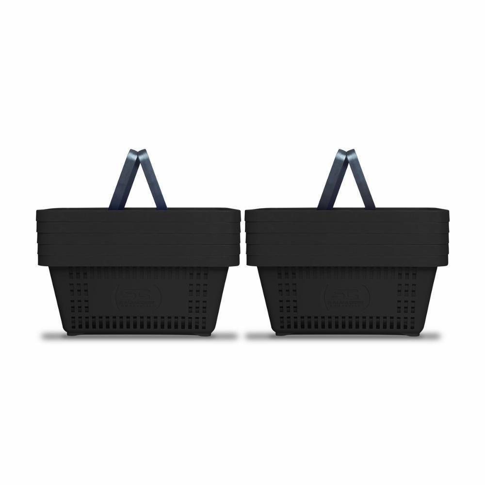 Kit - 10 Cestos Compras Plástica D100 Cód. 3000 Preto - Della Plast - 1