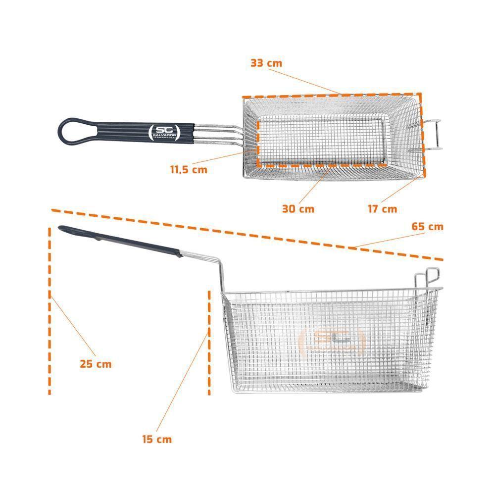Cesto Multiuso Retangular Galvanizado Cromado Grande Fritador Fao 2/3c Fog 2/3c - Metalcubas - 3