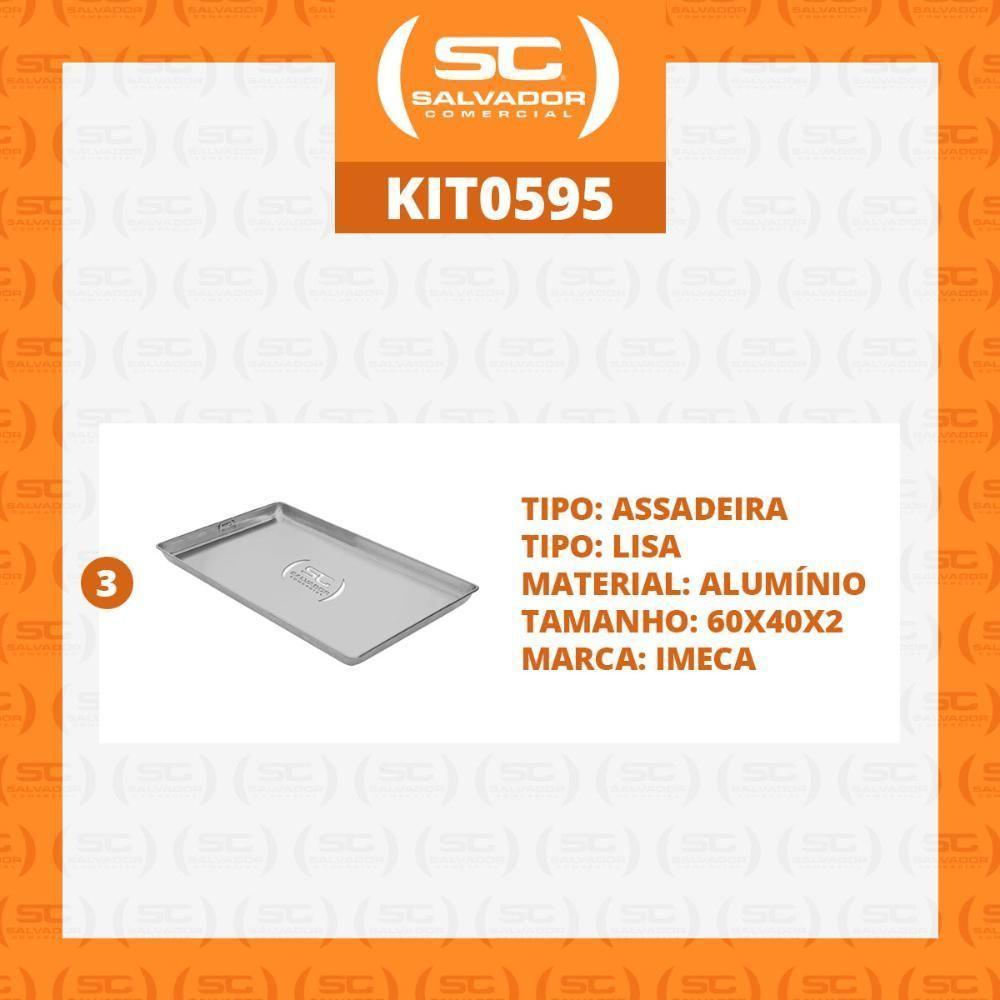 Kit - 3 Formas Assadeiras Lisa Estampada Alumínio Biscoito 60 X 40 X 2 - Imeca - 3