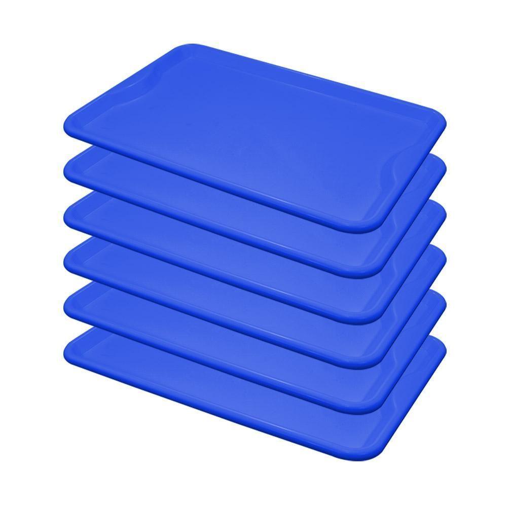 Conjunto 6 Bandejas Plásticas Self-service Refeição 48 X 32,5 X 2 Br-100 Azul - Della Plast - 1