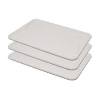 Conjunto 3 Bandejas Plásticas Self-service Refeição 48 X 32,5 X 2 Br-100 Branca - Della Plast - 1