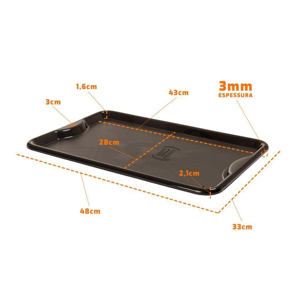 Conjunto 6 Bandejas Plásticas Self-service Refeição 48 X 32,5 X 2 Br-100 Laranja - Della Plast - 3