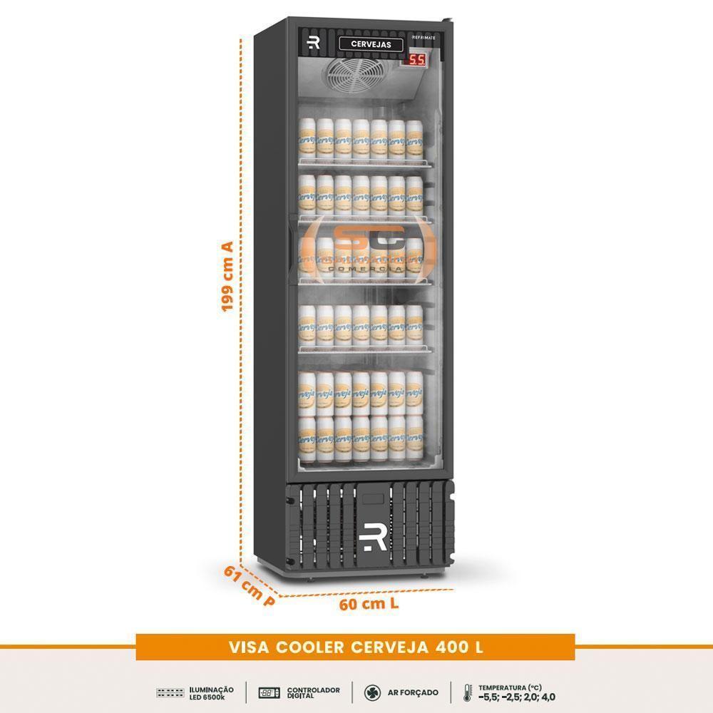 Visa Cooler Cervejeiro Porta De Vidro -5,5 A 4 ºc 400l Vcce400pv 220v - Refrimate 220v - 5