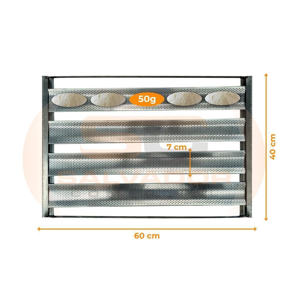 Esteira Para Pão Francês 5 Talas Tiras Alumínio 7cm 50g 58x70 - Imeca - 2