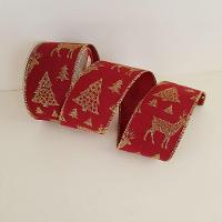 Fita Aramada Vermelha Rena E árvore Dourada Comp 9.14m - 3