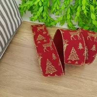 Fita Aramada Vermelha Rena E árvore Dourada Comp 9.14m - 4