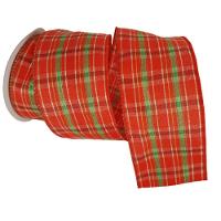 Fita Decorativa Natal Aramada Xadrez Vermelha E Verde Comp 9.14m - 2