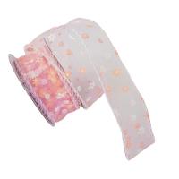 Fita Aramada Voal Rosa Com Mini Flores Comp 9.14m - 1