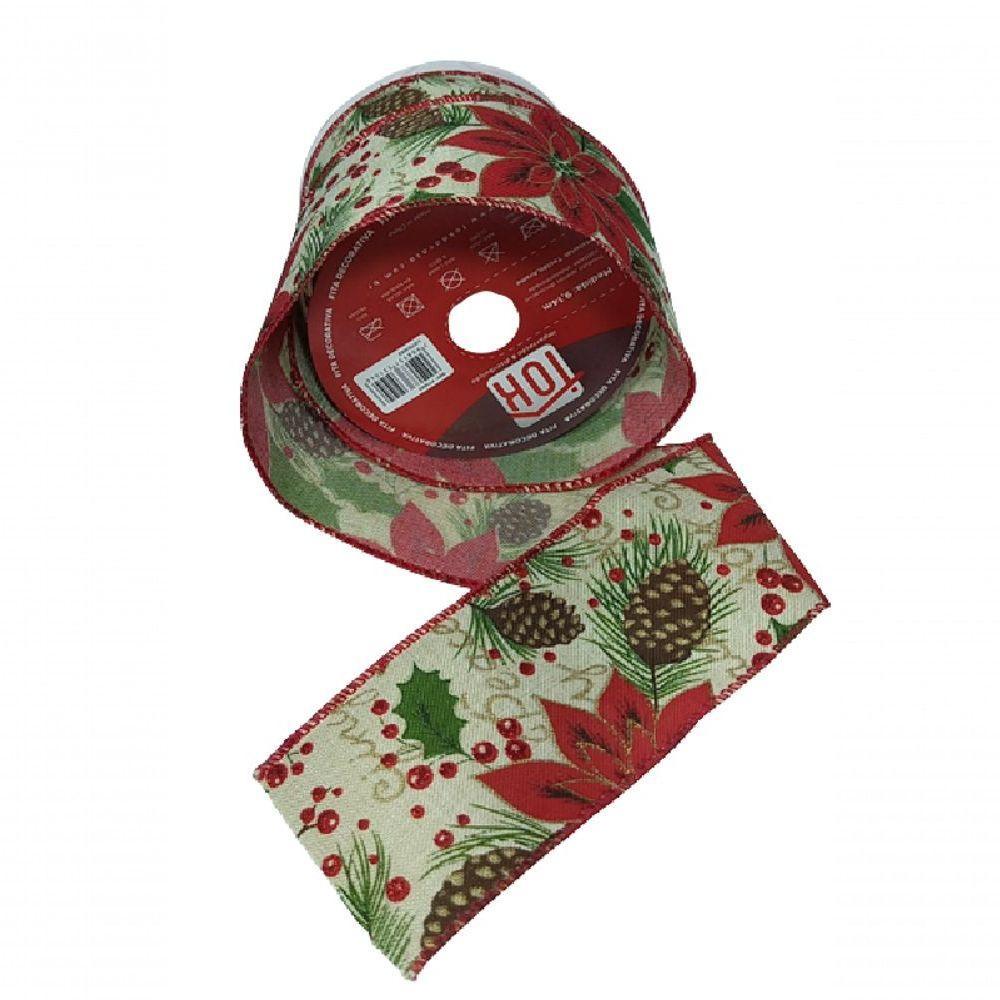 Fita Decorativa Vermelha Com Estampa De Espirito Santo - 1