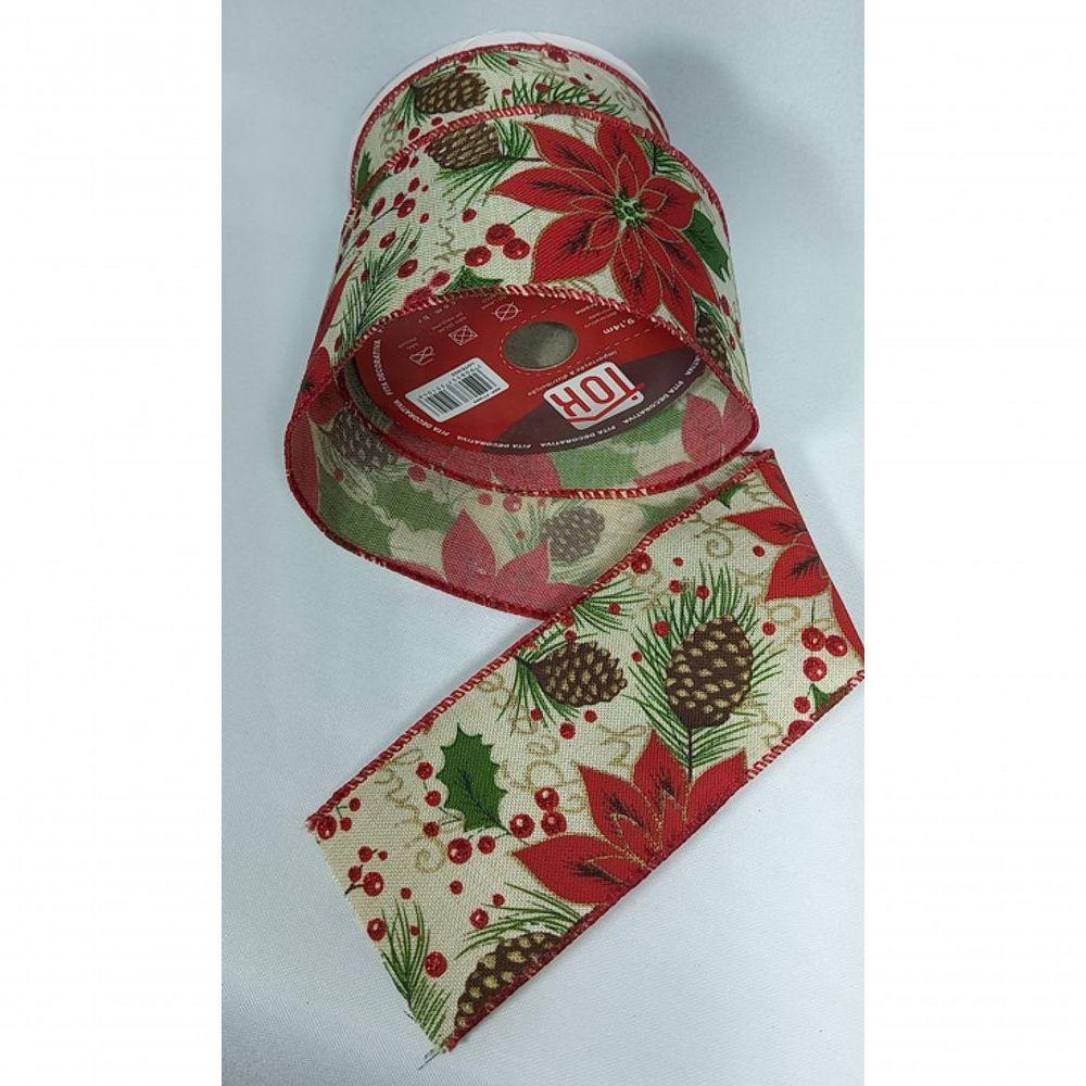 Fita Decorativa Vermelha Com Estampa De Espirito Santo - 2