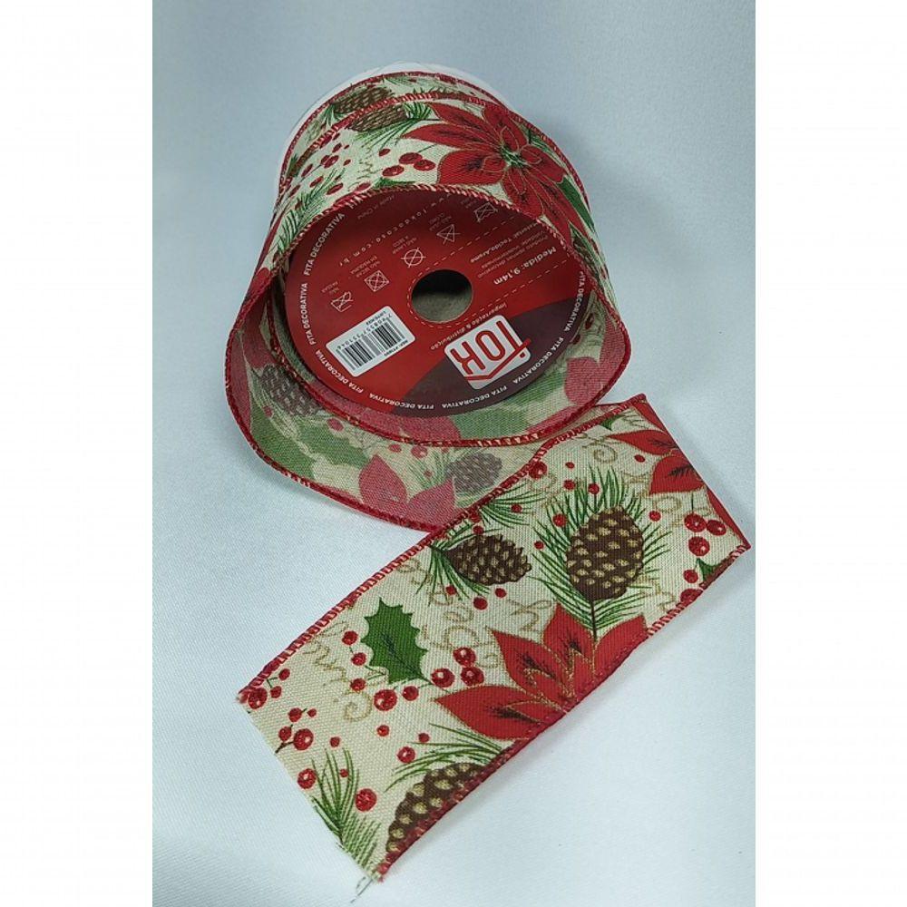 Fita Decorativa Vermelha Com Estampa De Espirito Santo - 3