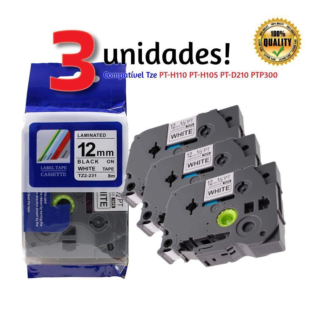 3x Fita Tze 231 P/ Brother Pt-h110 Pt-h105 - 1