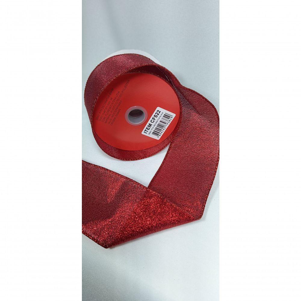 Fita Decorativa Vermelha Com Brilho -Cf522 - 3