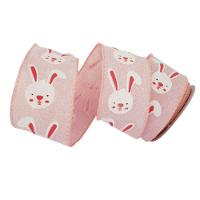 Fita Aramada Rosa Com Coelhinho Branco Comp 9.14m - 1