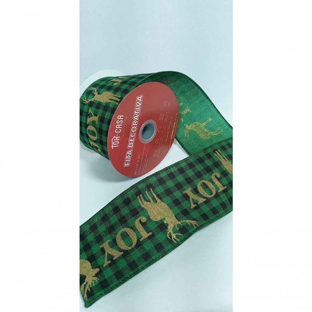 Fita Decorativa Xadrez Verde Com Estampa Rena Joy Ft573 - 3