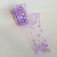 Fita Aramada Voal Lilás Com Mini Flores Comp 9.14m - 3