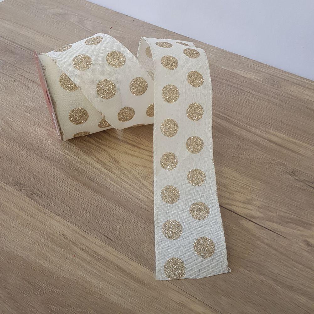 Fita Aramada Com Bolinhas Douradas Comp 9.14m - 4