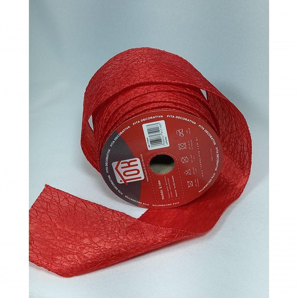 Fita Decorativa Vermelha Com Textura Ft1909 - 2