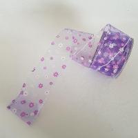 Fita Aramada Voal Lilás Com Mini Flores Comp 9.14m - 2