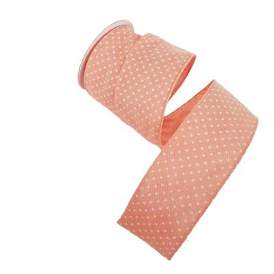 Fita Aramada Algodão Rosa Com Bolinhas Brancas Comp 9.14m