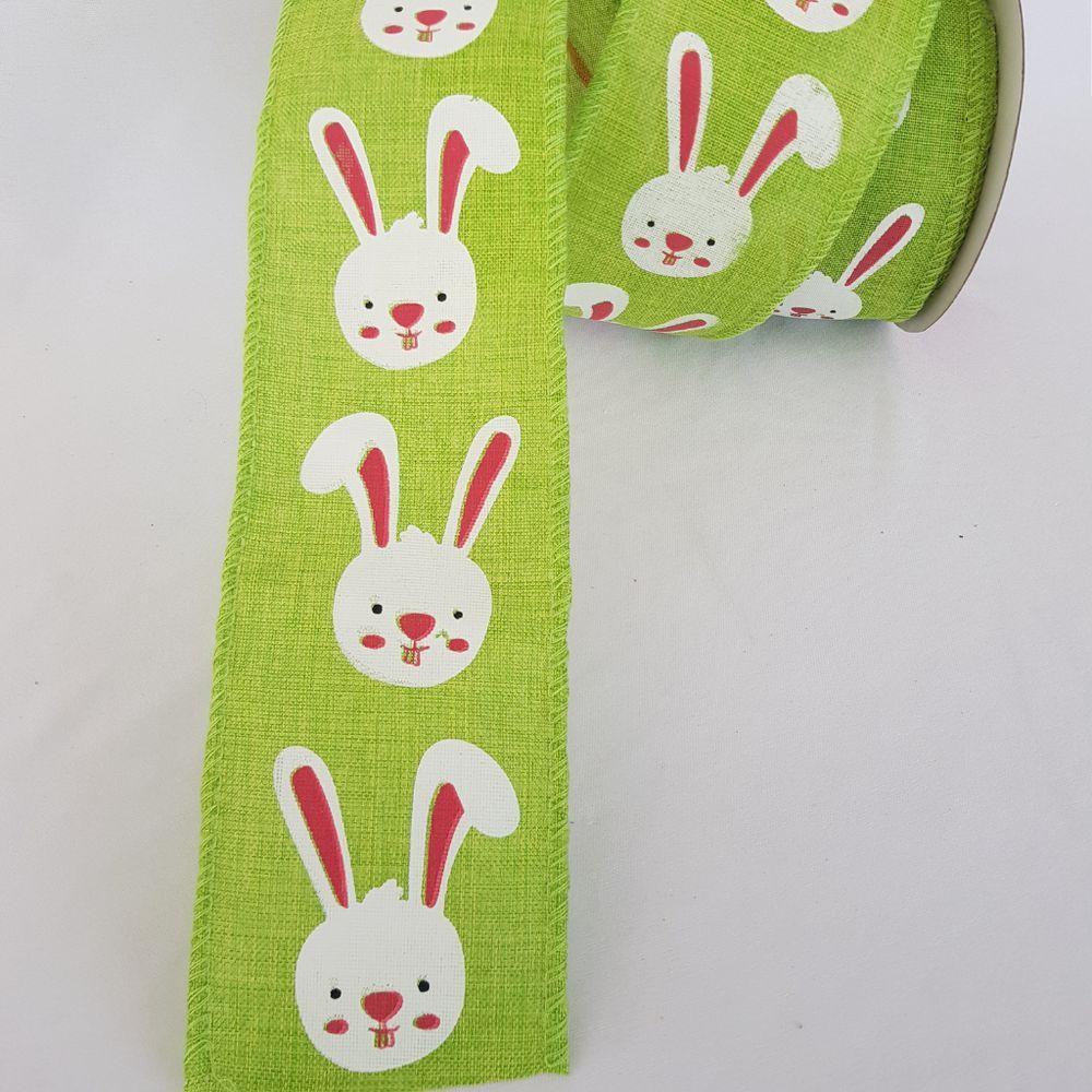 Fita Aramada Verde Com Coelhinho Branco Comp 9.14m - 2