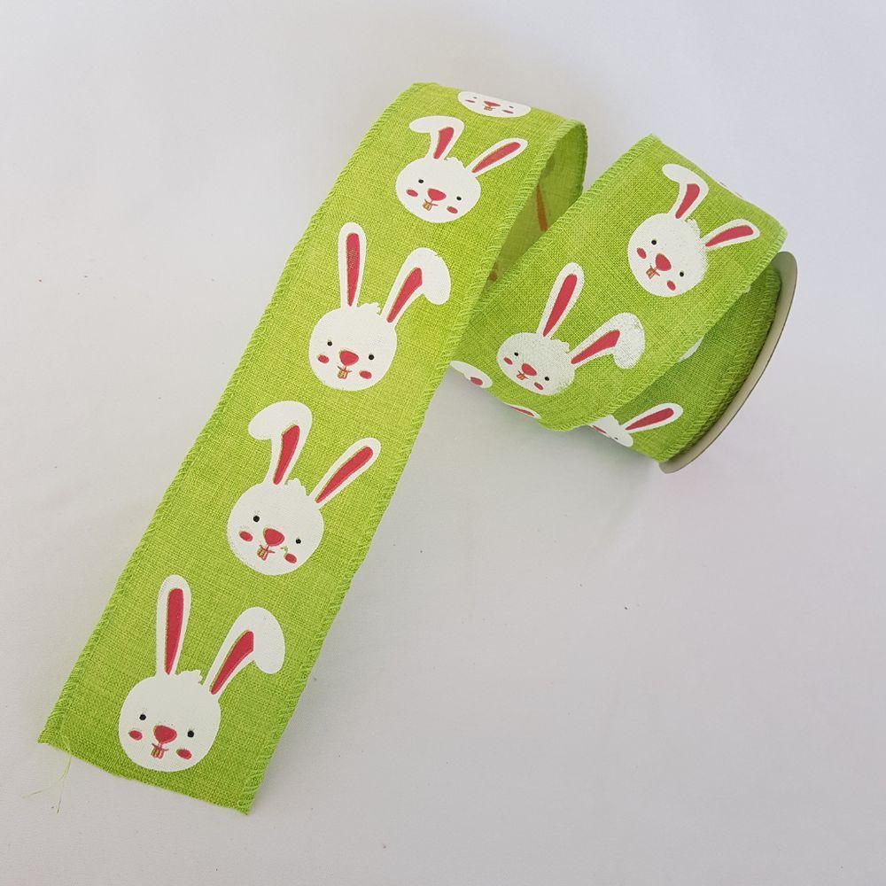 Fita Aramada Verde Com Coelhinho Branco Comp 9.14m - 3