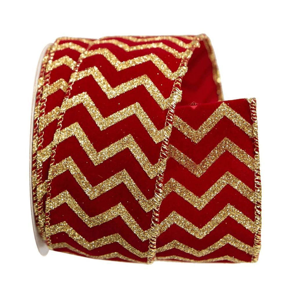 Fita Aramada Veludo Bordo Com Dourado Comp 9.14m - 1