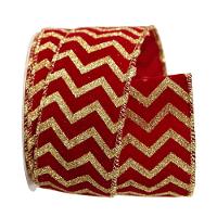 Fita Aramada Veludo Bordo Com Dourado Comp 9.14m - 1